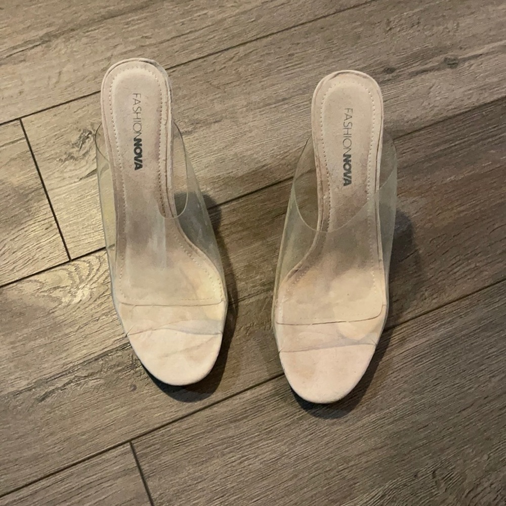 Fashion Nova Clear high heels.